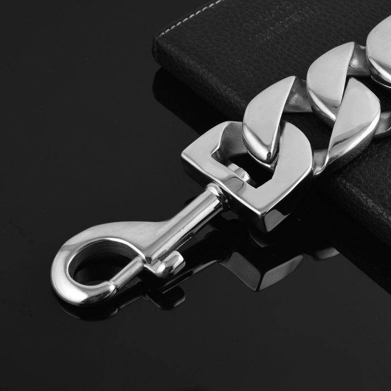 MY DOG CHAIN Casting 316L Stainless Steel Heavy Cuban Link Carabiner Buckle 32mm Width Big Dog Leash